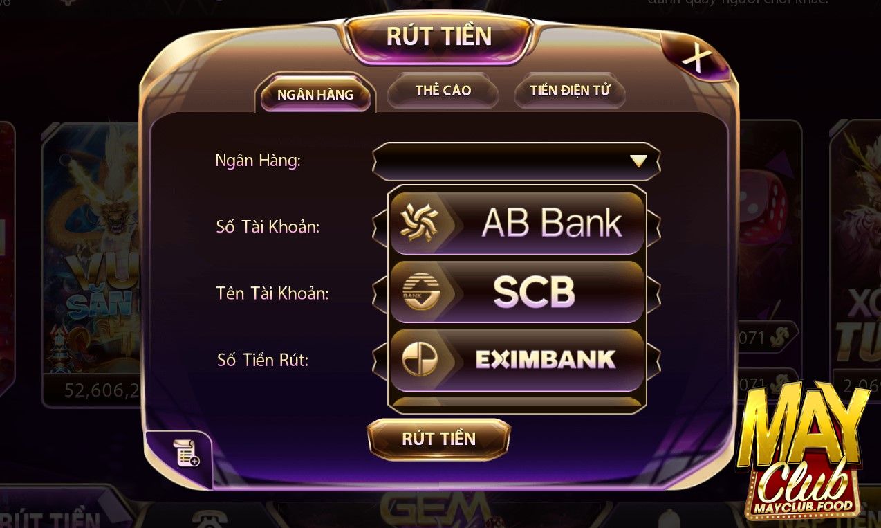 Hướng dẫn rút tiền Mayclub