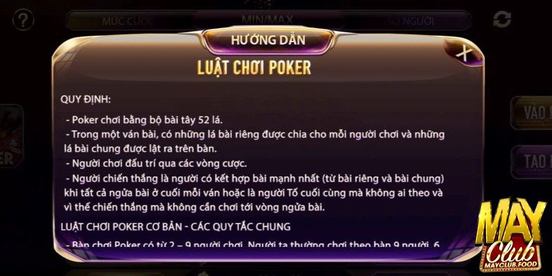 Luật chơi poker tại Mayclub